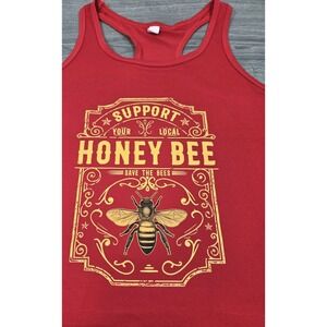 Honeybee Shirt Ladies 2XL Red Racerback Tank Top Support Local‎ Bees
